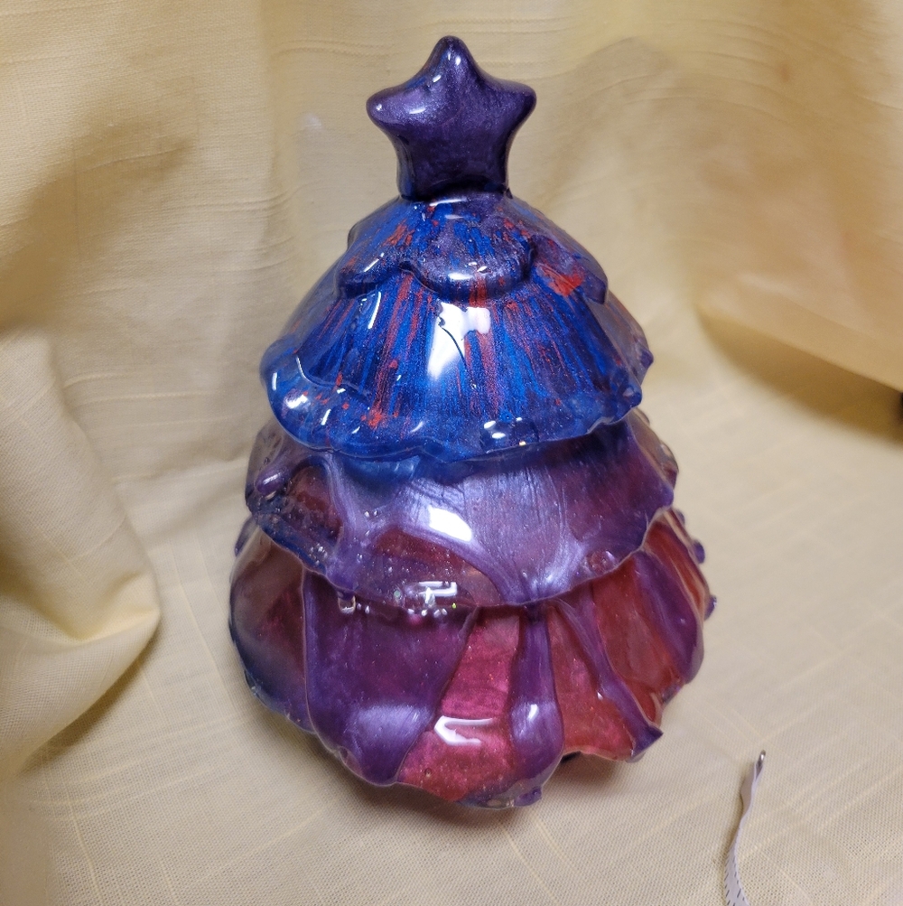 "Bisexuali-tree" Handcrafted Purple, Pink & Blue Shimmer Resin Tree Sculpture - Picture 3 of 14